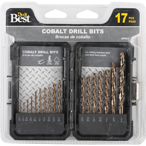 All-Source 17-Piece Cobalt Drill Bit Set, 1/16 In. thru 3/8 In. 492281DB - main